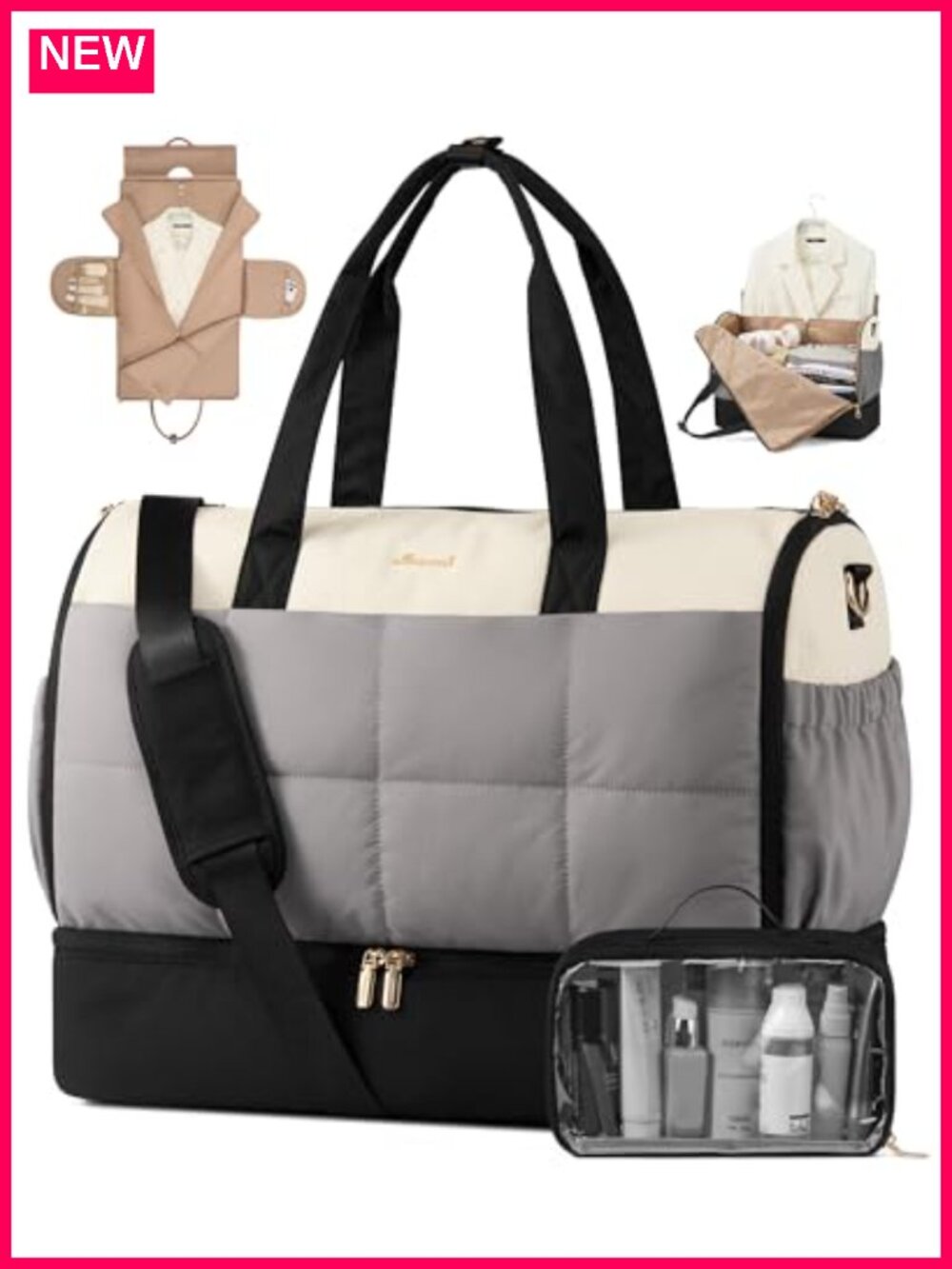 Convertible Garment Bag 45L Waterproof Travel Duffel with Shoe Pouch
